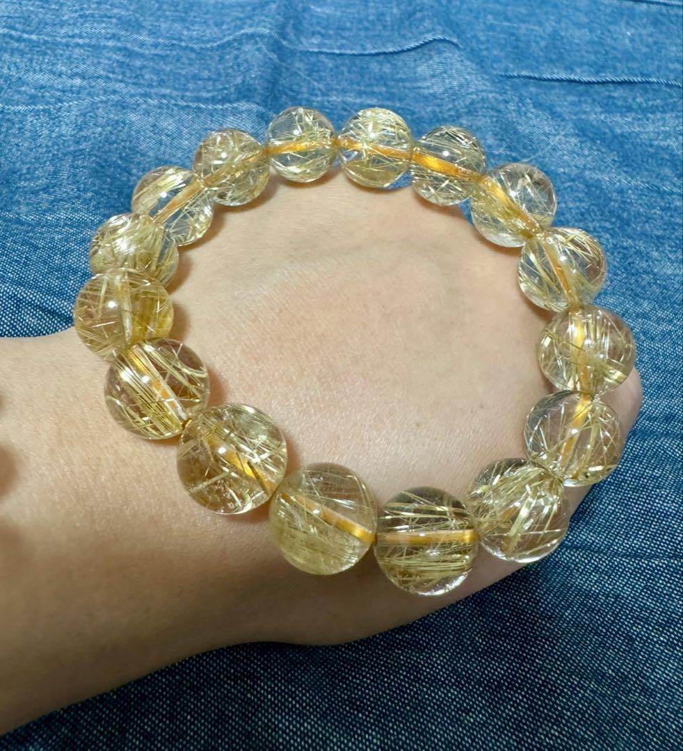 超高品質 透明感抜群 タイチンルチル 13mm 天然石 ブレスレット ルチル