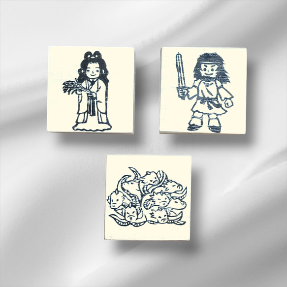 消しゴムハンコ☆スサノオ☆クシナダヒメ☆ヤマタノオロチ☆3点セット