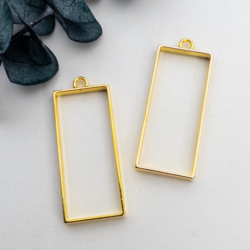 5個＊ レジン空枠 長方形 合金製 金色 49x20mm UVレジン レジン