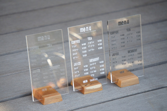 アクリルで作ったメニュープレート /サインボード 店舗看板 QRコード