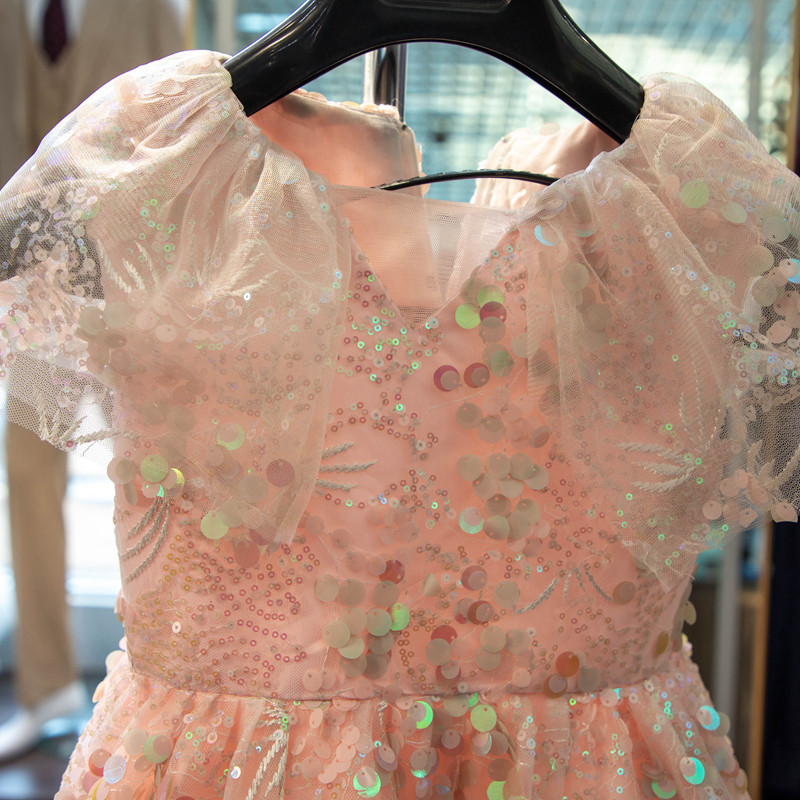 美品 ピンク   キラキラ   カラードレス  美しい花レース    雅やか  オーダーメイ 花嫁 音楽会 演奏会W08