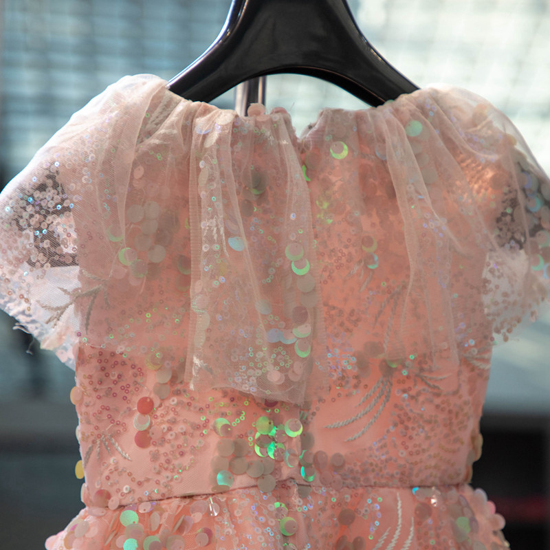 美品 ピンク   キラキラ   カラードレス  美しい花レース    雅やか  オーダーメイ 花嫁 音楽会 演奏会W08