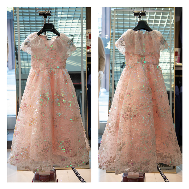 美品 ピンク   キラキラ   カラードレス  美しい花レース    雅やか  オーダーメイ 花嫁 音楽会 演奏会W08