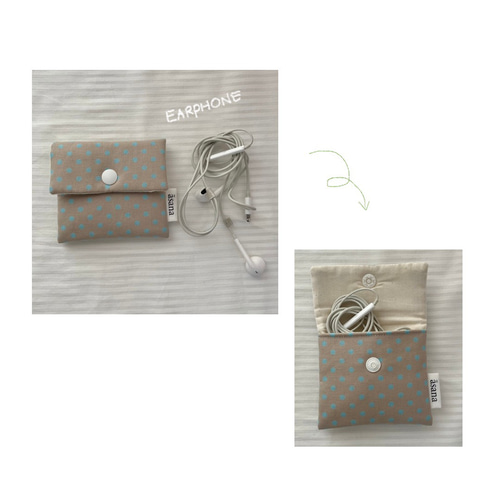 カラビナ付き キルトボタンミニポーチ (ドット) / 薬入れ