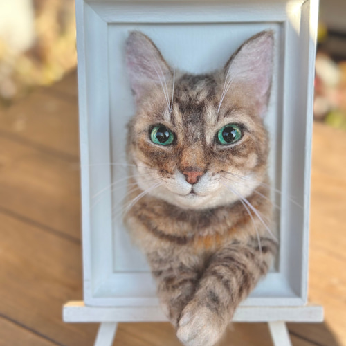 羊毛フェルト　猫セミオーダー『優優』ページ 羊毛フェルト猫》 #猫(ねこ)羊毛フェルト オーダー フレーム