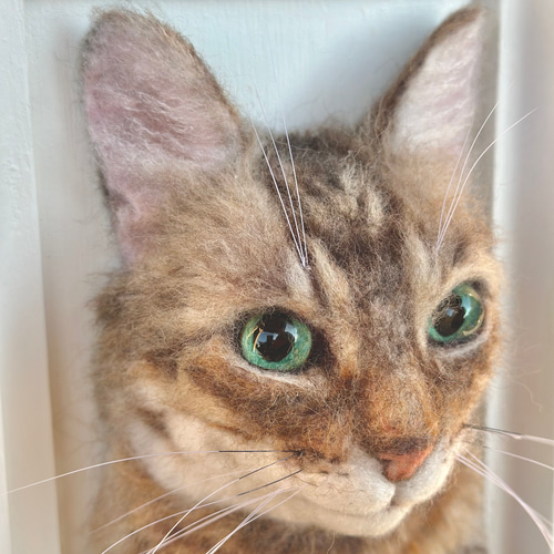 羊毛フェルト　猫　オーダー　［ゼロページ］72 羊毛フェルト猫》 #猫(ねこ)羊毛フェルト オーダー フレーム