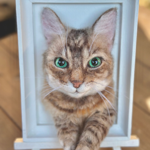 羊毛フェルト猫》 #猫(ねこ)羊毛フェルト オーダー フレーム