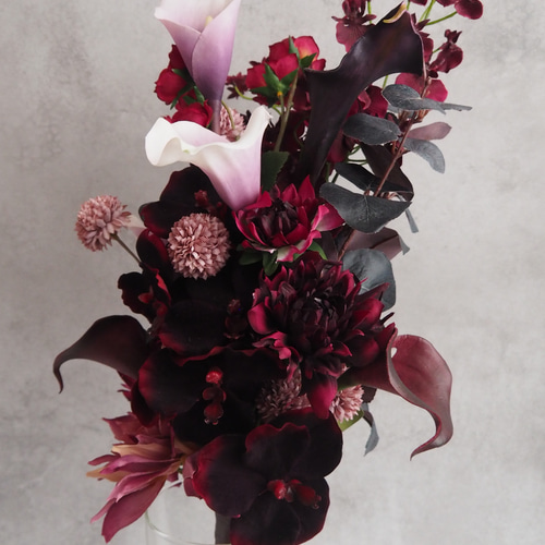 受注販売】再販＊ボルドーブーケ/胡蝶蘭/カラー/アームブーケ/アーティ