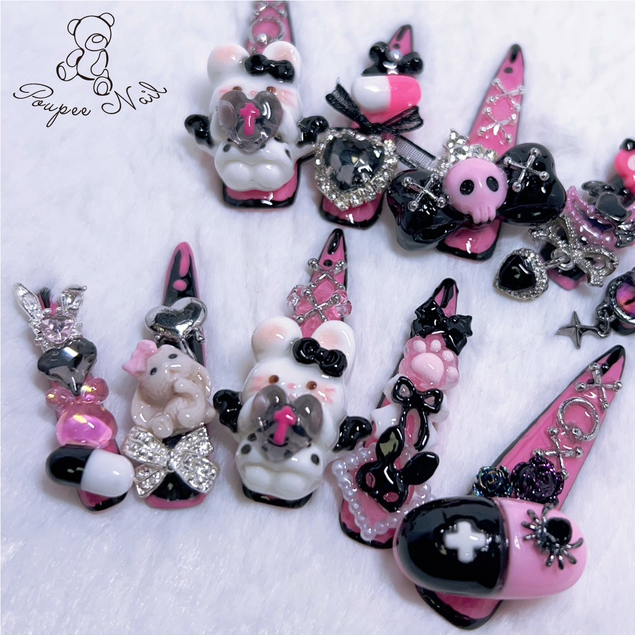 ♡オーダーページ♡ ネイルチップ ゴテゴテ 量産型 地雷 平成女児 姫系 ❤︎ネイルチップオーダーページ 地雷系 量産型 平成女児 ピンク