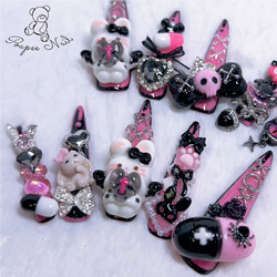 〔現品〕萌え萌え♡にゃんこメイド 量産型 平成女児 ネイルチップ 現品〕萌え萌え♡にゃんこメイド 量産型 平成女児 ネイルチップ