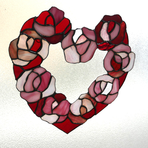 ✴︎:.。薔薇のハートのステンドグラスサンキャッチャー サン