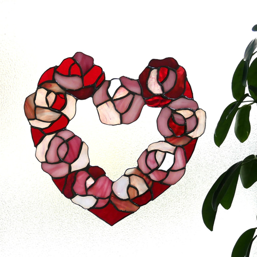 ステンドグラスパネル 薔薇 サンキャッチャー バラのステンドグラスパターン：誕生花のサンキャッチャー（PDF