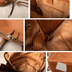 ※【25%off タイムセール】リュック バックパック 本革 大容量 レディース PC収納 チョコ HAB029-MO 15枚目の画像