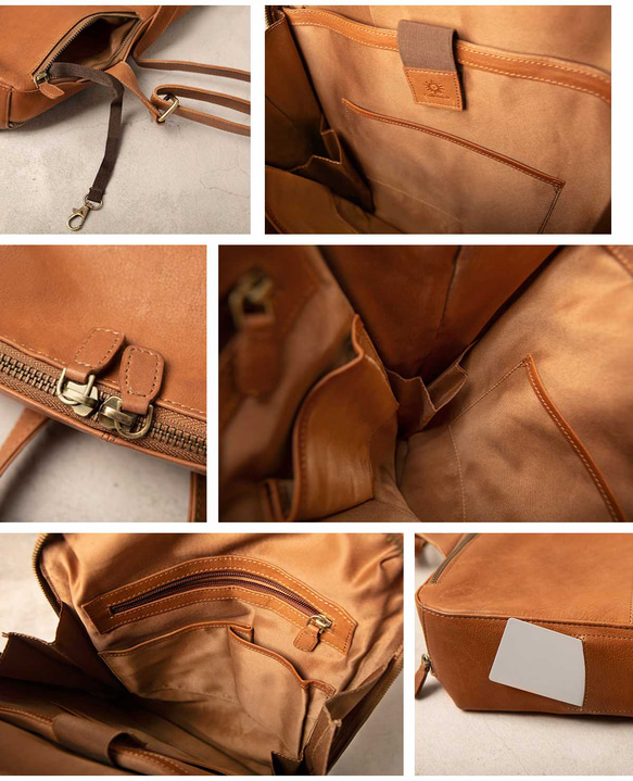 ※【25%off タイムセール】リュック バックパック 本革 大容量 レディース PC収納 チョコ HAB029-MO 15枚目の画像