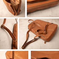 ※【25%off タイムセール】リュック バックパック 本革 大容量 レディース PC収納 チョコ HAB029-MO 14枚目の画像