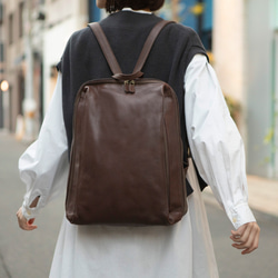 ※【25%off タイムセール】リュック バックパック 本革 大容量 レディース PC収納 チョコ HAB029-MO 3枚目の画像