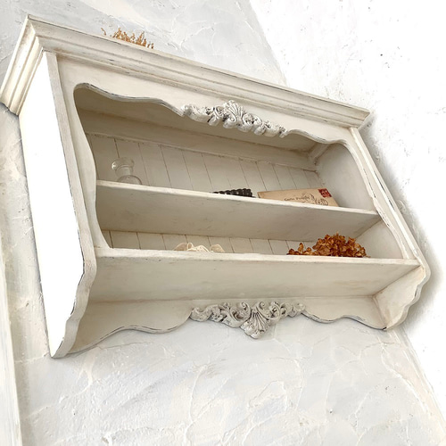 シャビーシック　フランスアンティーク　ウォールシェルフ　棚　フレンチカントリー フランスのアンティーク家具、シャビーシックな雰囲気が可愛い