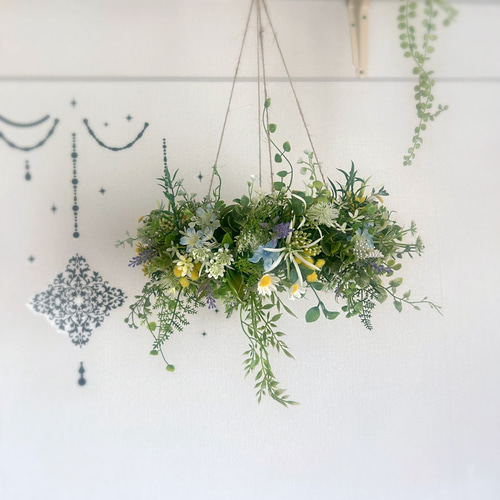 再販×5】野の花みたいなフライングリース/ハンギンググリーン/グリーン