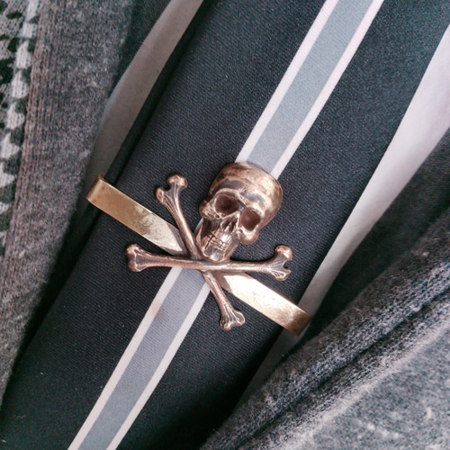 真鍮ブラス製 スカル/ドクロタイクリップ 結婚、成人式、古着