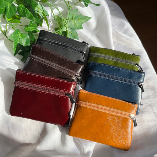 ミニ財布 ブラックレザー コインケース 小銭入れ 本革牛革 クロス 財布