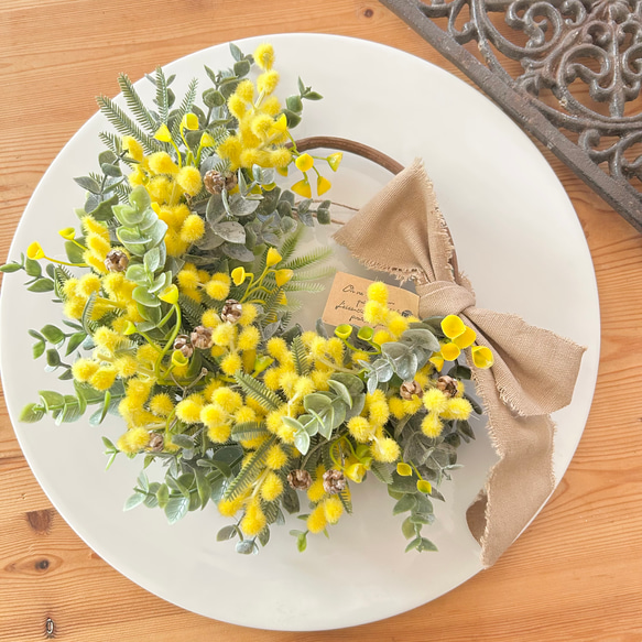 ミモザとユーカリのナチュラル ハーフリース