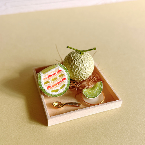 No.214◆ まるごと夕張メロンのかき氷セット ◆　ミニチュアスイーツ No.214◇ まるごと夕張メロンのかき氷セット ◇ ミニチュアスイーツ