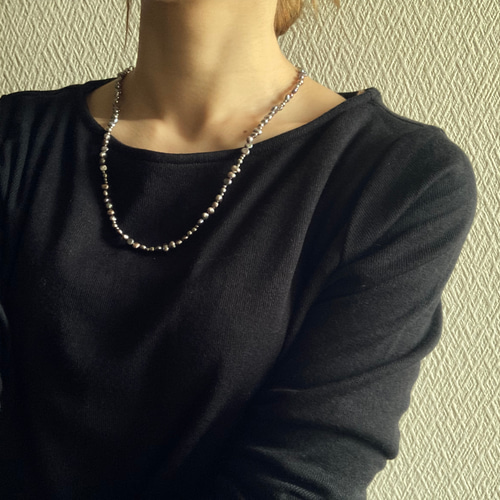 上品✨ロング パール ネックレス silver925 ーsilver pearl ロングボールチェーンネックレスー サージカル