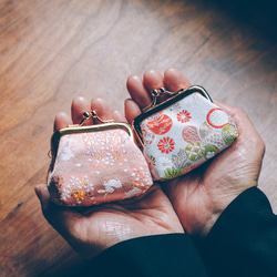 日本製】 京都西陣織 ポーチ /makeup-bag 和柄ポーチ GREEN/市松兎