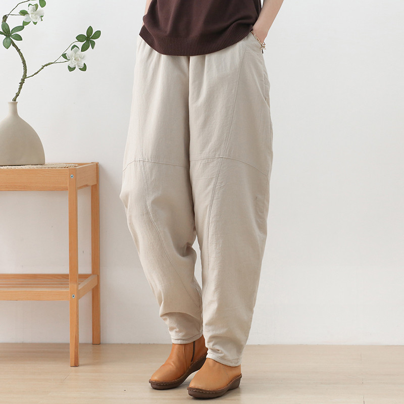 下半身カバーしながらしっかり防寒☆中綿コクーンパンツ ライトベージュ