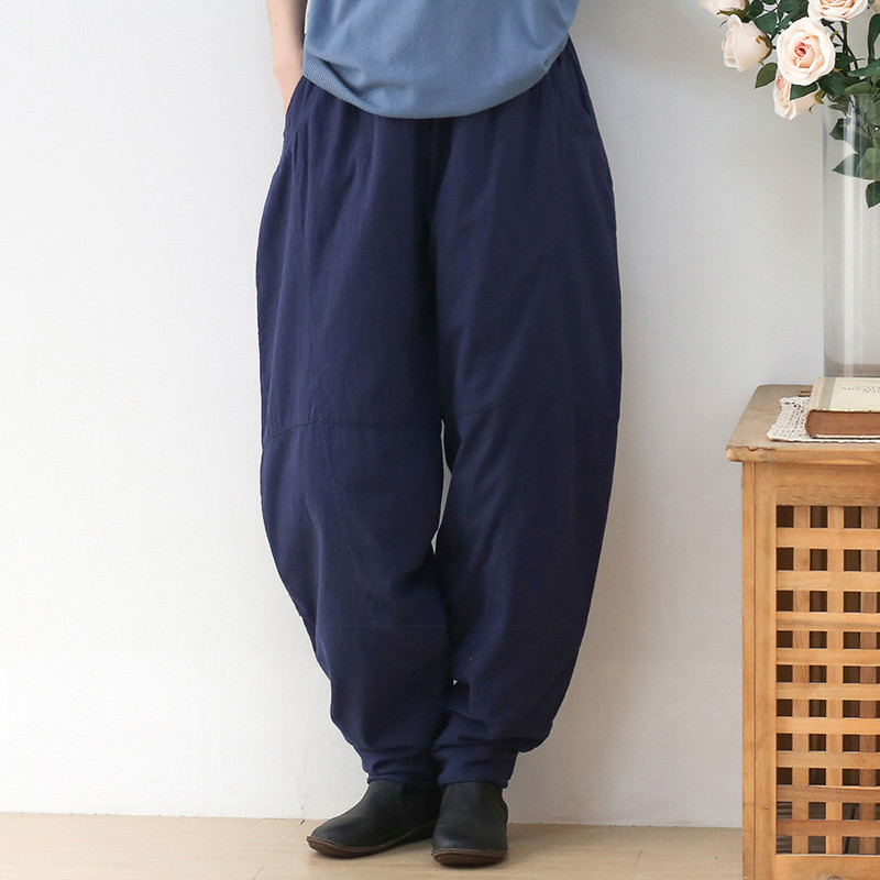 下半身カバーしながらしっかり防寒☆中綿コクーンパンツ ネイビー