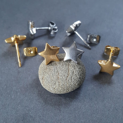 [1ペア]オールステンレス 約9mm スタッドピアス スター 星 キャッチ付き 金属アレルギー対応 13枚目の画像