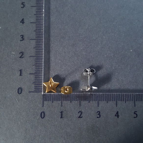 [1ペア]オールステンレス 約9mm スタッドピアス スター 星 キャッチ付き 金属アレルギー対応 16枚目の画像