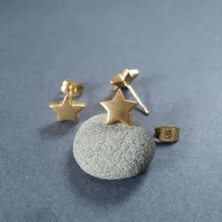 [1ペア]オールステンレス 約9mm スタッドピアス スター 星 キャッチ付き 金属アレルギー対応 4枚目の画像