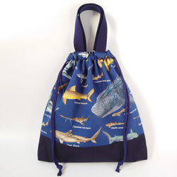 リバーシブル 働く車 × 星 体操着入れ お着替え袋 巾着バッグ 体操着袋