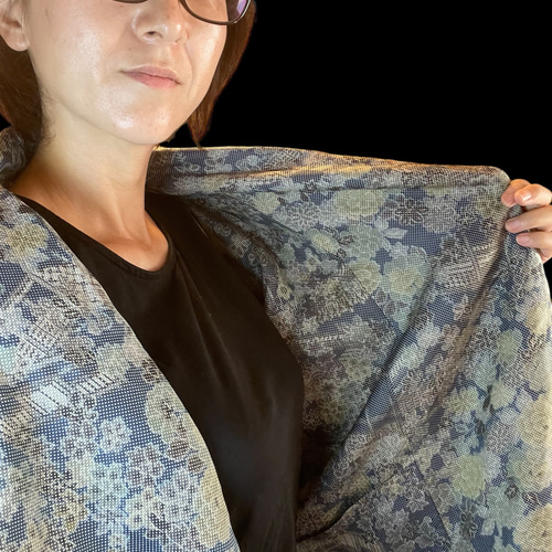 他人と被りたくない方へ スプリングコート 着物リメイク【濃い緑