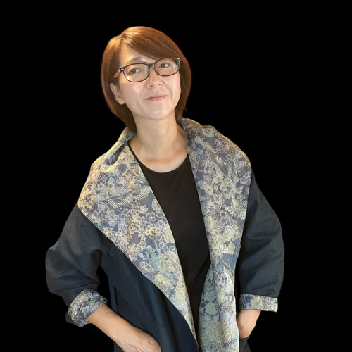 他人と被りたくない方へ スプリングコート 着物リメイク【濃い緑