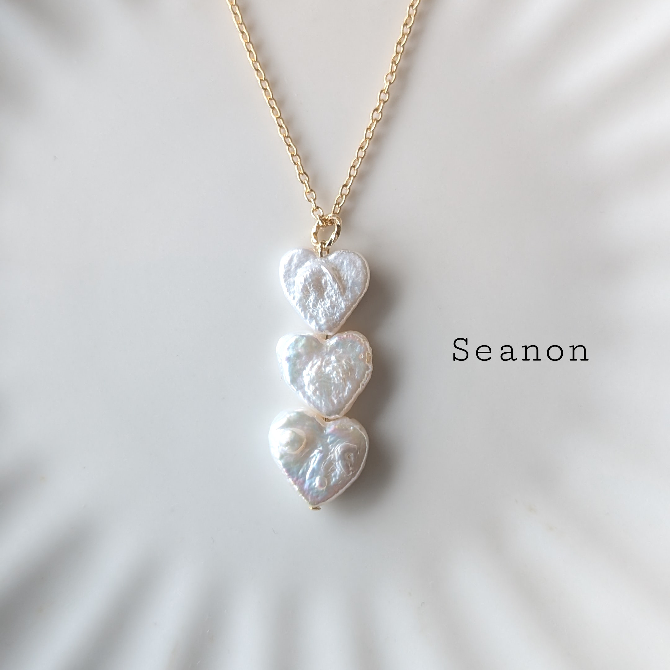 《14Kgf》ハート淡水パールネックレス