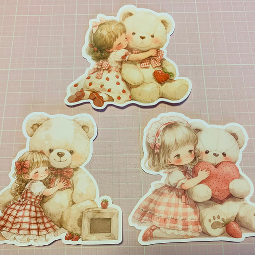 女の子とくまのダイカット18柄 No.409おすそ分けファイル 手帳