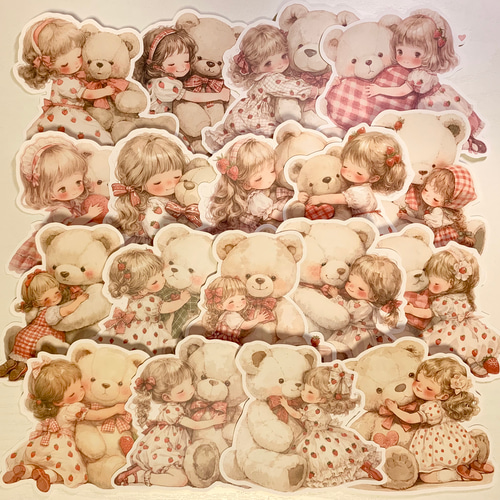 女の子とくまのダイカット18柄 No.409おすそ分けファイル 手帳