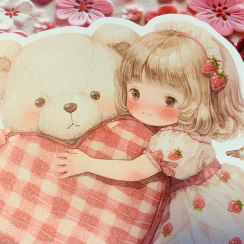 女の子とくまのダイカット18柄 No.409おすそ分けファイル 手帳