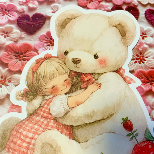 女の子とくまのダイカット18柄 No.409おすそ分けファイル 手帳