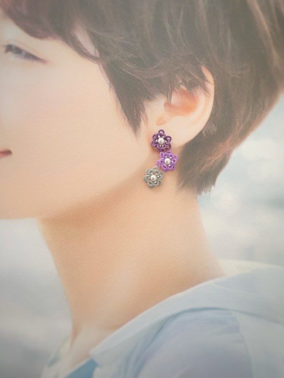 カラフルフラワーピアス（イヤリング） 2枚目の画像