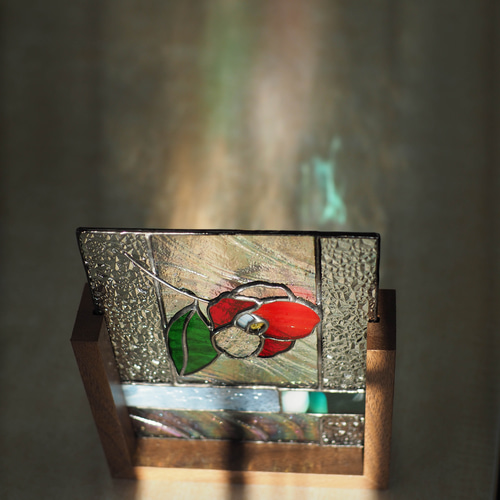 椿のミニパネル」ステンドグラス サンキャッチャー 純しゅけ 通販