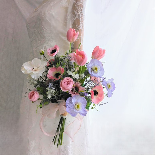 ウエディングブーケ、アーティフィシャルフラワー 春ウェディング ブーケ ns917 アーティフィシャルフラワー