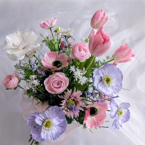 カラー ブーケ ブートニア付 ウェディング アーティフィシャルフラワー 春ウェディング ブーケ ns917 アーティフィシャルフラワー