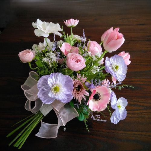 カラー ブーケ ブートニア付 ウェディング アーティフィシャルフラワー 春ウェディング ブーケ ns917 アーティフィシャルフラワー