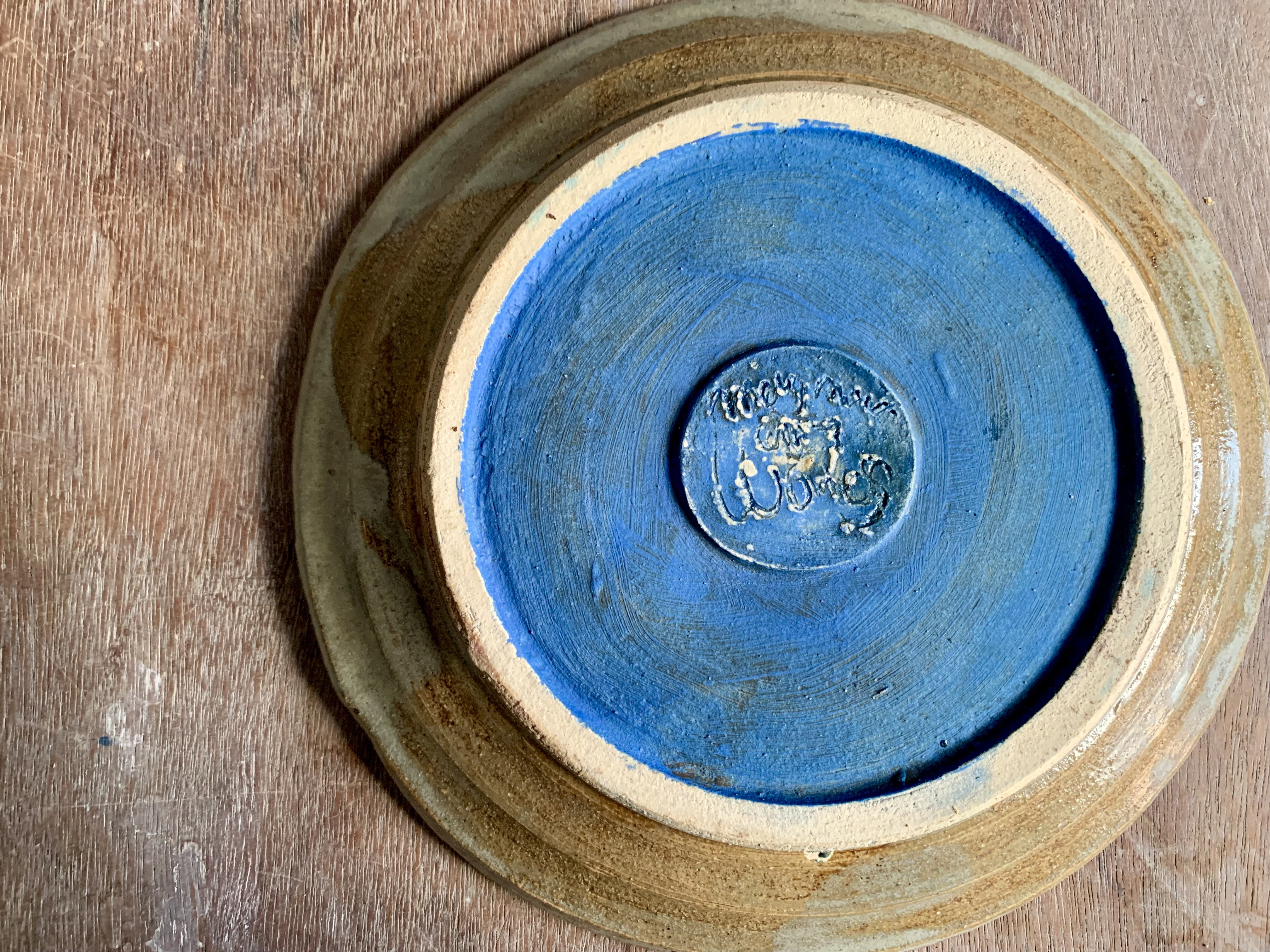 錆青ピンク7　大皿23cm