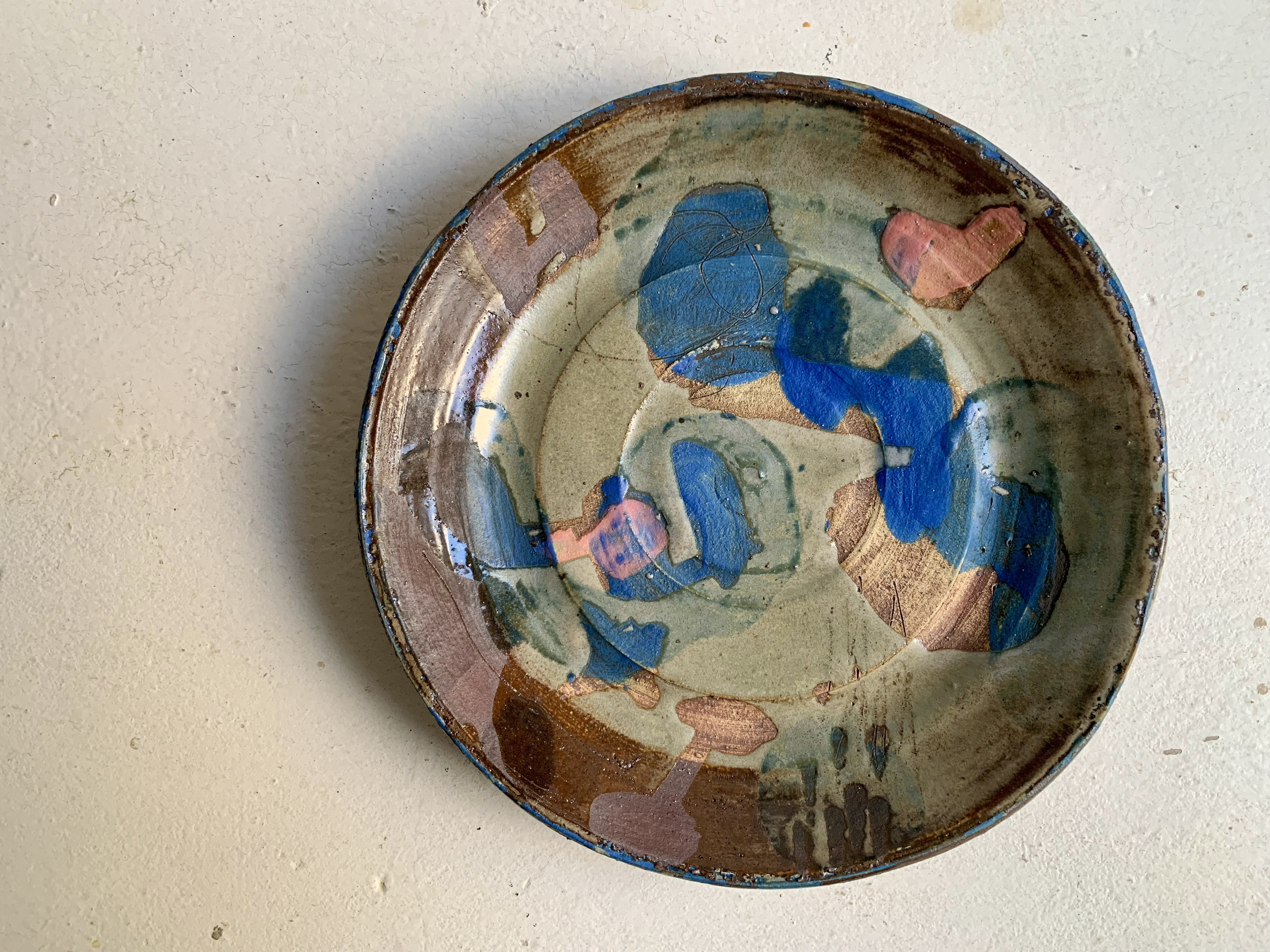 錆青ピンク7　大皿23cm