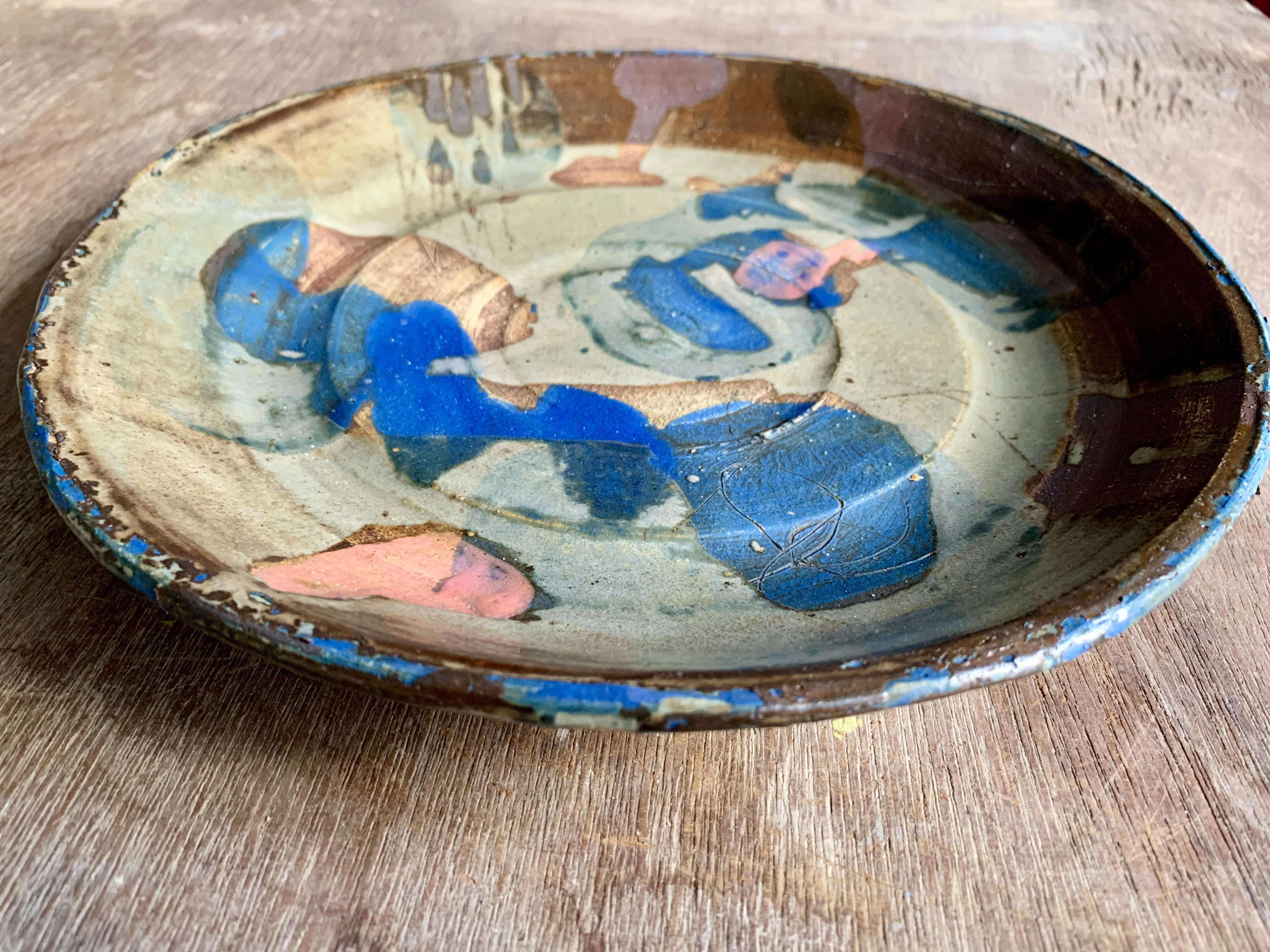 錆青ピンク7　大皿23cm