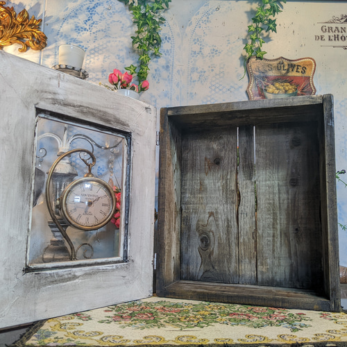 アンティークな飾り棚 ヴィンテージウッドボックス アンティーク